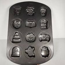 Wilton Halloween Shape Cookie Pan Tin Holiday Party Snacks 12￼ Cavity Mold Tray picture