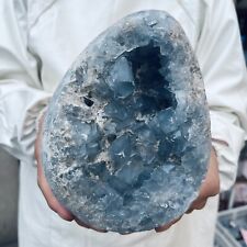 11.1lb Large Natural Blue Celestite Geode Quartz Crystal Mineral Specimen Heali picture