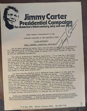 Jimmy Carter Signed 1976 Democratic Campaign Platform Press Release President picture