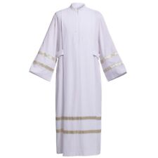 Clergy White Alb Religiouss Pleated Alb Clerical Priest Pastor Robe in Size M picture