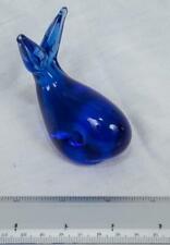Blue Whale Ocean Mammal, Large Bubble Art Glass Blown Paperweight mjb picture
