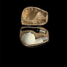 Bulldog smooth Block Meerschaum Pipe 925 silver handmade unsmoked w case MD-269 picture