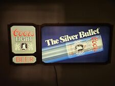 VINTAGE RARE 1986 LIGHTED SILVER BULLET COORS LIGHT SIGN 38.5