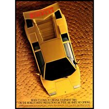 1989 Pirelli Tires Yellow Lamborghini Countach Vintage Print Ad Italian Wall Art picture