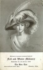 Postcard; Bon-Ton of Glouster OH Fall & Winter Millinery 1909 Lady in Huge Hat picture