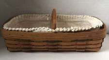 1992 Longaberger Woven Bread Basket w/ Divider-inserts-white/cream liner-signed picture