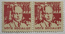 VOTE SOCIALIST NORMAN MATTOON THOMAS FOR PRESIDENT CINDERELLA STAMP PAIR picture