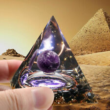 EMF Protection Orgonite Pyramid Amethyst Peridot Healing Crystal Energy Orgone picture