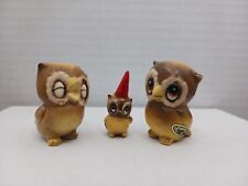 Vintage Josef Originals Owl Family Ceramic Set of 3 Figurines MCM Mid Century picture