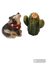 Coyote And Cactus Salt And Pepper Shakers Ceramic Desert Decor picture