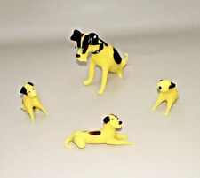 Vintage  Art Glass Yellow DOGS figurines Lampwork Blown Glass Technique picture