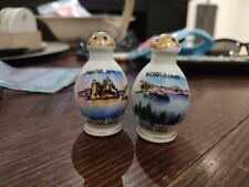 Vintage Crater Lake Salt And Pepper Shakers Phantom Ship And Wizard Island Gold picture