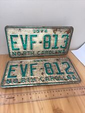 Pair Of Vintage 1974 North Carolina License Plate EVF-812 And EVF-813 Lot Of 2 picture