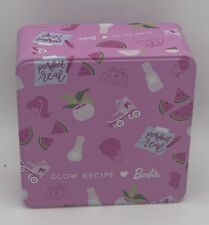 Barbie Glow Recipe Collection Tin Box Only Pink 5” X  5.25” X 2.25” Girls picture