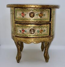 VTG Florentine Hand Painted Wood Box, Made In Italy, Gilded Gold, Pink Interior picture