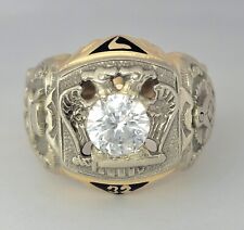 Vintage 14k Gold 32nd degree Masonic Master Symbols Ring Size 11 - 15.6gr picture
