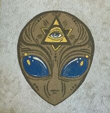 Grey Alien Blue Eye Original Handpainted Artwork Collector's Tribute Tile picture