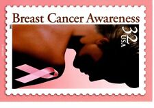 New Postcard USPS Stamp Breast Cancer Awareness Pink Ribbon Unposted #077c picture