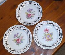 Set of Three Vintage Reticulated Bavarian Collector Plate 6 1/2