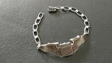 WWII US Army / Air Force Sterling Silver Pilot Wings Sweet Heart Bracelet picture