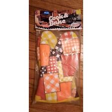 Vintage Magla Deluxe Cook & Bake Oven Mitts Orange Yellow Patchwork Pattern Tefl picture