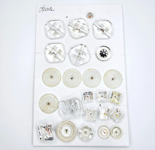 24 Large Clear Lucite Buttons Collector Display Card Vintage picture
