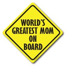World's Greatest Mom on Board Magnet Decal, 5x5 Inches, Automotive Magnet picture