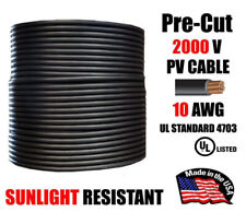 10 AWG Gauge PV Wire 1000/2000 Volt Pre-Cut 15-500 Ft Solar Installation BLACK picture