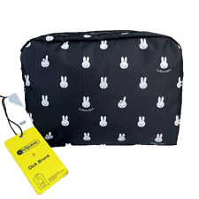 New JAPAN Miffy Rabbit Lesportsac Black LARGE Pouch Cosmetic Makeup Case picture