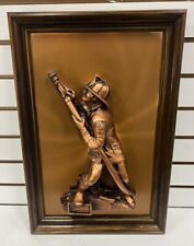 Peter Friedling 3D Copper The Rescue Firefighter Wall Art 20vX 13bMade 1981 EUC picture