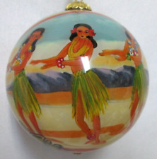 Hawaiian Hula Girls Ornament Blown Glass gold Hand Crafted 3.5