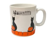 Vintage 80's Halloween Cat Mug, Telco Music Mug READ, Black Cat Pumpkin Design picture