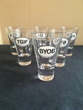 SET OF 6 Whimsical Texting Shortcut Abbreviations 4-oz Bar Cocktail Shot Glasses picture