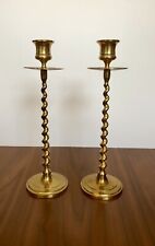 Vintage Brass Barley Twist Candlestick Set Of Two 10.5 Inch picture
