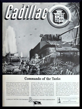 Cadillac M-5 Stuart Tank 1943 Vintage Print Ad Army WW2 Art General Motors picture