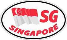5X3 Oval SG Singapore Flag Sticker Vinyl Cup Travel Car Truck Luggage Case Decal picture
