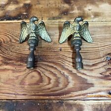 2 Vintage Solid Brass Eagle Lamp Finial Replacement Part Reclaimed picture