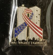 -Sept.11 9/11 Ribbon Around Twin Towers We Won't Forget Patriotic Lapel Pin. NIP picture