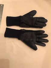 Thinsulate Ladies Blue Suede Leather Acrylic Combo Gloves w/ Knit Cuff Size L picture