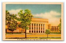 Postcard W K Kellogg Auditorium and Jr High School, Battle Creek, Michigan T47 picture