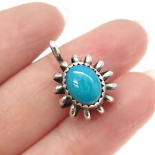Old Pawn Sterling Silver Vintage Southwestern Bisbee Turquoise Spring Pendant picture