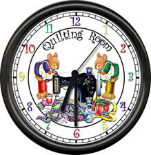 Quilting Room Cute Mice Seamstress Quilt Craft  Sewing Machine Sign Wall Clock picture