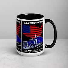 USA Truck Driver Coffee Mug 15oz Mom Dad Grandpa Gift Idea American Trucker Fan picture