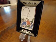 FLY FISHERMAN SPORTS SERIES TROUT FISH ZIPPO LIGHTER MINT IN BOX picture