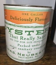 Chas Neubert and Co. 1 Gallon Oyster Can with lid picture