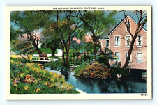 The Old Mill Sandwich Cape Cod Massachusetts Colorful Vintage Postcard E2 picture