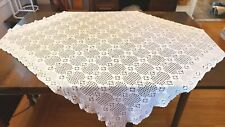 Vintage Hand Crochet Lace Tablecloth Ivory Off White Diamond Design 58