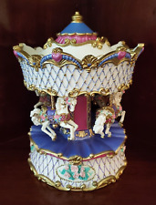 VINTAGE MUSICAL HORSE CAROUSEL DECORATED WITH PINK ROSES picture