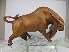 WICKER BULL BY SHANGHAI HANDICRAFTS VERY HARD TO FIND TINY DELICATE WEAVING EUC picture