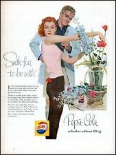 1956 woman trimming flowers vase Pepsi-Cola it's slimming retro art print ad L73 picture
